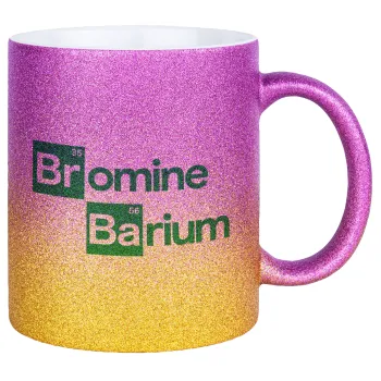 Breaking Bad Parody Bromine Barium, Κούπα Χρυσή/Ροζ Glitter, κεραμική, 330ml