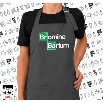 Breaking Bad Parody Bromine Barium, GREY Ποδιά μαγειρικής μακριά Σεφ με τσέπες (ΕΝΗΛΙΚΩΝ, ΓΚΡΙ)