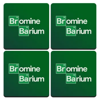 Breaking Bad Parody Bromine Barium, ΣΕΤ 4 Σουβέρ ξύλινα τετράγωνα (9cm)