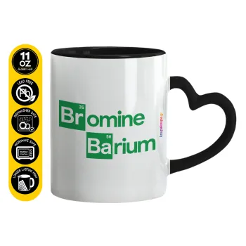 Breaking Bad Parody Bromine Barium, Κούπα καρδιά χερούλι μαύρη, κεραμική, 330ml