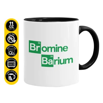Breaking Bad Parody Bromine Barium, Κούπα χρωματιστή μαύρη, κεραμική, 330ml