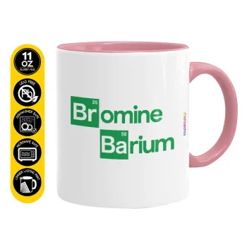 Breaking Bad Parody Bromine Barium, Κούπα χρωματιστή ροζ, κεραμική, 330ml