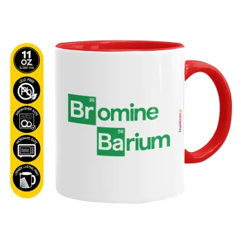 Breaking Bad Parody Bromine Barium, Κούπα χρωματιστή κόκκινη, κεραμική, 330ml