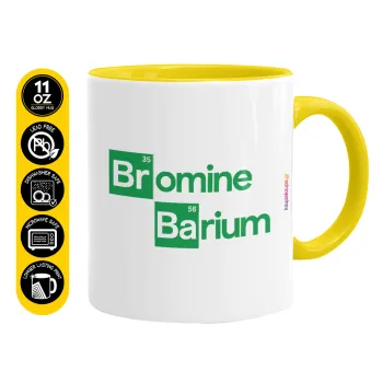 Breaking Bad Parody Bromine Barium, Κούπα χρωματιστή κίτρινη, κεραμική, 330ml