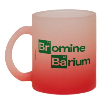Breaking Bad Parody Bromine Barium, Κούπα γυάλινη δίχρωμη με βάση το κόκκινο ματ, 330ml