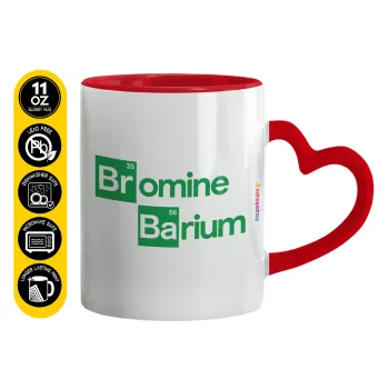 Breaking Bad Parody Bromine Barium, Κούπα καρδιά χερούλι κόκκινη, κεραμική, 330ml