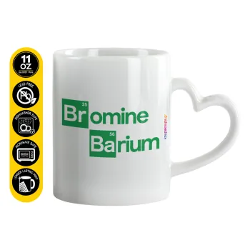 Breaking Bad Parody Bromine Barium, Κούπα καρδιά χερούλι λευκή, κεραμική, 330ml