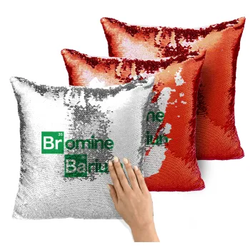 Breaking Bad Parody Bromine Barium, Μαξιλάρι καναπέ Μαγικό Κόκκινο με πούλιες 40x40cm περιέχεται το γέμισμα