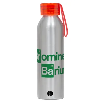 Breaking Bad Parody Bromine Barium, Αλουμινένιο Αθλητικό Μπουκάλι 650ml – Ασημί με Κόκκινο Καπάκι και Λουράκι Σιλικόνης