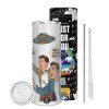 Tumbler ποτήρι θερμό από ανοξείδωτο ατσάλι 600ml, με μεταλλικό καλαμάκι & βούρτσα καθαρισμού