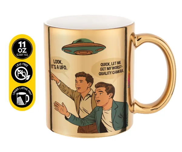 Look! It's a UFO — Κούπα κεραμική, χρυσή καθρέπτης, 330ml