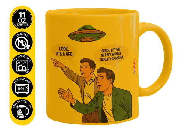 Look! It's a UFO — Κούπα, κεραμική κίτρινη, 330ml