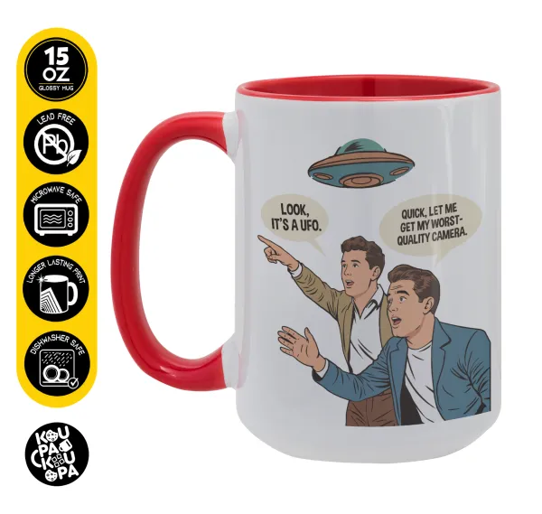 Look! It's a UFO — Mega mug 15oz, red ceramic, 450ml