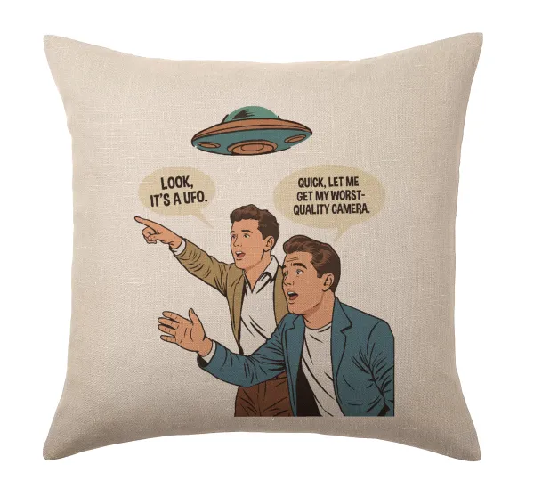 Look! It's a UFO — Linen sofa cushion, 40x40cm, filling included