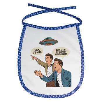 Look! It's a UFO, Σαλιάρα μωρού αλέκιαστη με κορδόνι Μπλε