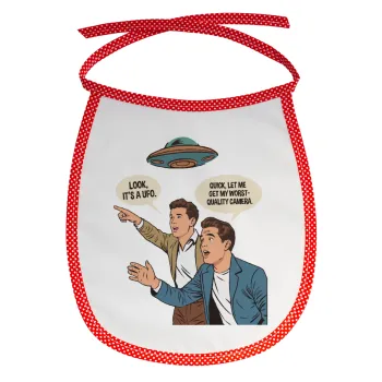 Look! It's a UFO, Σαλιάρα μωρού αλέκιαστη με κορδόνι Κόκκινη