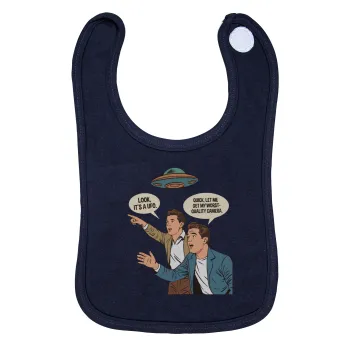 Look! It's a UFO, Σαλιάρα με Σκρατς 100% Organic Cotton Μπλε (0-18 months)