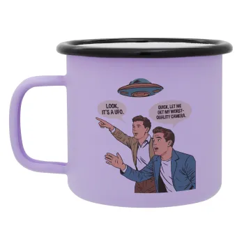 Look! It's a UFO, Κούπα Μεταλλική εμαγιέ ΜΑΤ Light Pastel Purple 360ml