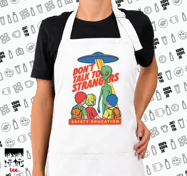 Don't Talk to Strangers — Λευκή Ποδιά μαγειρικής Σεφ με τσέπες (ΕΝΗΛΙΚΩΝ, ΛΕΥΚΗ)