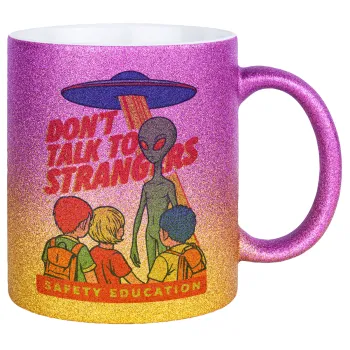 Don't Talk to Strangers, Alien, Κούπα Χρυσή/Ροζ Glitter, κεραμική, 330ml