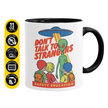 Don't Talk to Strangers, Alien, Κούπα χρωματιστή μαύρη, κεραμική, 330ml