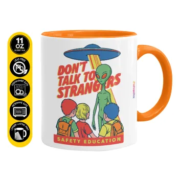 Don't Talk to Strangers, Alien, Κούπα χρωματιστή πορτοκαλί, κεραμική, 330ml