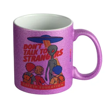 Don't Talk to Strangers, Alien, Κούπα Μωβ Glitter που γυαλίζει, κεραμική, 330ml