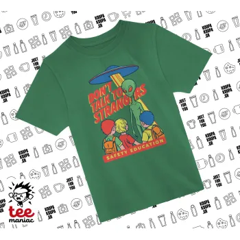 Don't Talk to Strangers, Alien, ΠΡΑΣΙΝΟ Άνετο παιδικό T-Shirt από 100% βαμβάκι, για κάθε μέρα. Vegan & OEKO-TEX πιστοποιημένο.