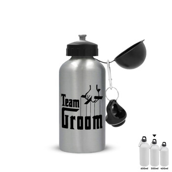 Team Groom, Metallic water jug, Silver, aluminum 500ml