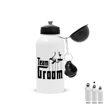 Team Groom, Metal water bottle, White, aluminum 500ml