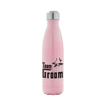Team Groom, Metal mug thermos Pink Iridiscent (Stainless steel), double wall, 500ml