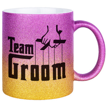 Team Groom, Κούπα Χρυσή/Ροζ Glitter, κεραμική, 330ml