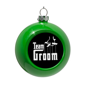 Team Groom, Green Christmas tree ornament bauble 8cm