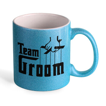 Team Groom, Κούπα Σιέλ Glitter που γυαλίζει, κεραμική, 330ml
