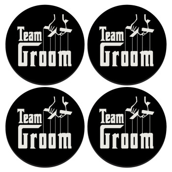 Team Groom, ΣΕΤ 4 Σουβέρ ξύλινα στρογγυλά (9cm)