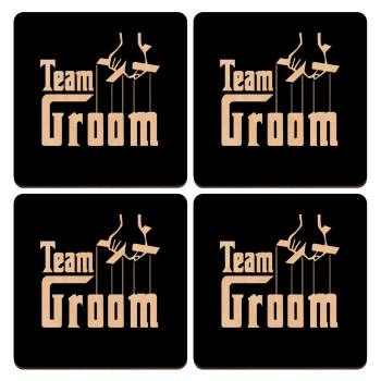 Team Groom, ΣΕΤ x4 Σουβέρ ξύλινα τετράγωνα plywood (9cm)