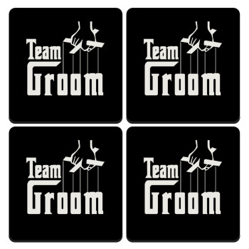 Team Groom, ΣΕΤ 4 Σουβέρ ξύλινα τετράγωνα (9cm)