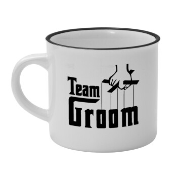 Team Groom, Κούπα κεραμική vintage Λευκή/Μαύρη 230ml