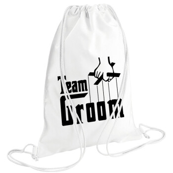 Team Groom, Τσάντα πλάτης πουγκί GYMBAG λευκή (28x40cm)
