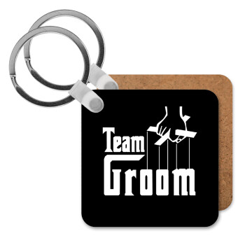 Team Groom, Μπρελόκ Ξύλινο τετράγωνο MDF
