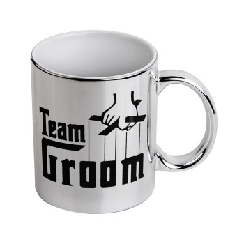 Team Groom, Κούπα κεραμική, ασημένια καθρέπτης, 330ml