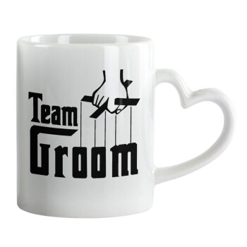 Team Groom, Mug heart handle, ceramic, 330ml