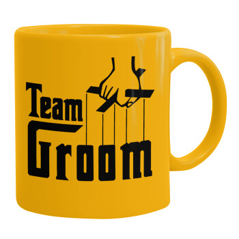 Team Groom, Κούπα, κεραμική κίτρινη, 330ml (1 τεμάχιο)