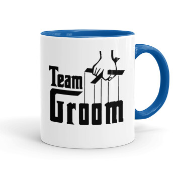 Team Groom, Κούπα χρωματιστή μπλε, κεραμική, 330ml