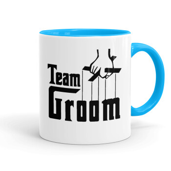 Team Groom, Mug colored light blue, ceramic, 330ml
