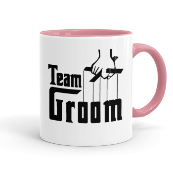 Team Groom, Κούπα χρωματιστή ροζ, κεραμική, 330ml