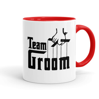 Team Groom, Mug colored red, ceramic, 330ml