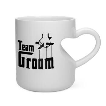 Team Groom, Κούπα καρδιά λευκή, κεραμική, 330ml