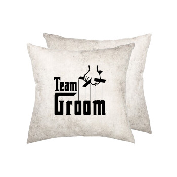 Team Groom, Μαξιλάρι καναπέ Δερματίνη Γκρι 40x40cm με γέμισμα