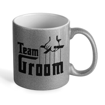 Team Groom, Κούπα Ασημένια Glitter που γυαλίζει, κεραμική, 330ml